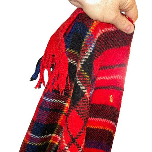 Vintage Wool classic red Scottish tartan plaid throw blanket - Picture 4 of 4